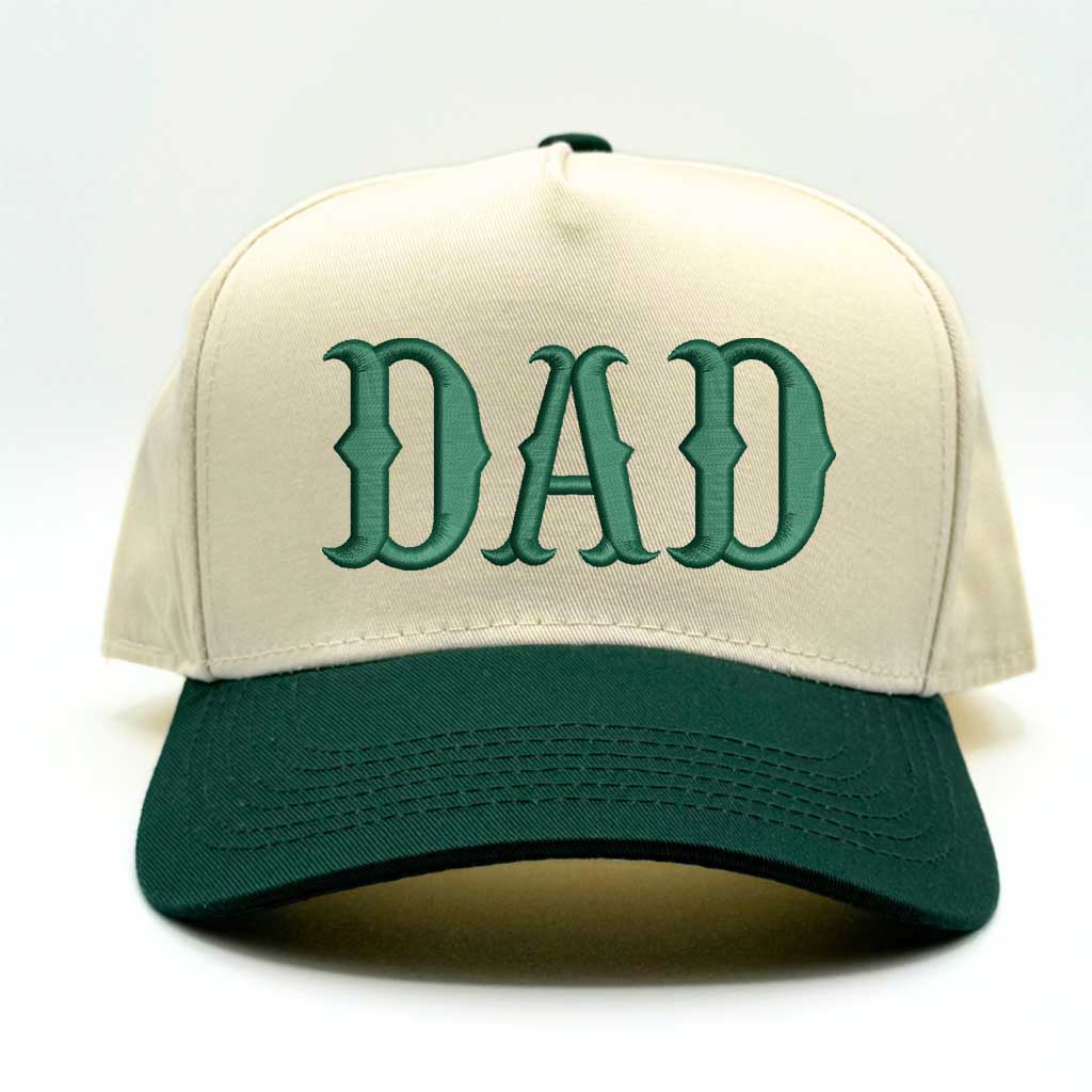 Natural/Forest Green Dad Western 5-panel embroidered baseball hat with a rustic country feel and bold stitching – DSY Lifestyle