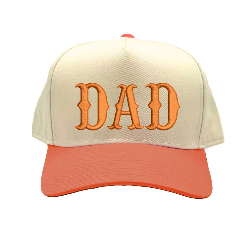 Natural/Texas Orange Dad Western 5-panel embroidered baseball hat with a rustic country feel and bold stitching – DSY Lifestyle