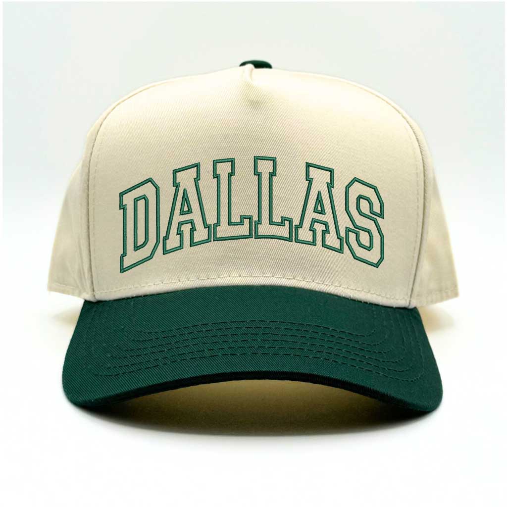 Natural with Forest Green bill Stylish, embroidered city outline cap for those who rep Dallas with pride – DSY Lifestyle.