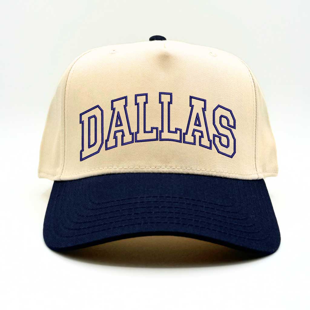 Natural with Navy Blue bill Stylish, embroidered city outline cap for those who rep Dallas with pride – DSY Lifestyle.