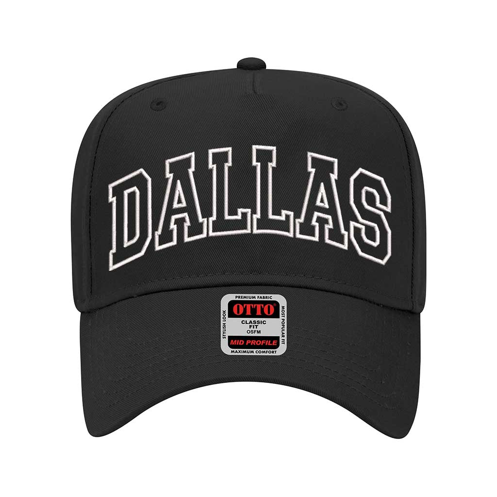 Black Sleek, solid-color cap featuring an embroidered Dallas outline for a clean and bold hometown statement – DSY Lifestyle.