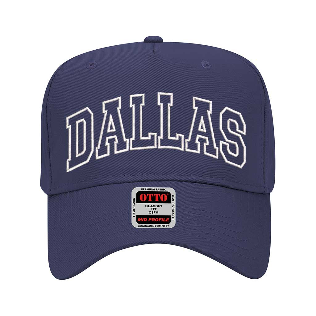 Navy Blue Sleek, solid-color cap featuring an embroidered Dallas outline for a clean and bold hometown statement – DSY Lifestyle.