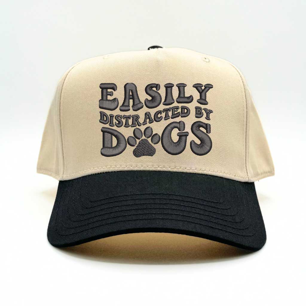 Easily Distracted by Dogs Baseball Cap - DSY Lifestyle Natural Black