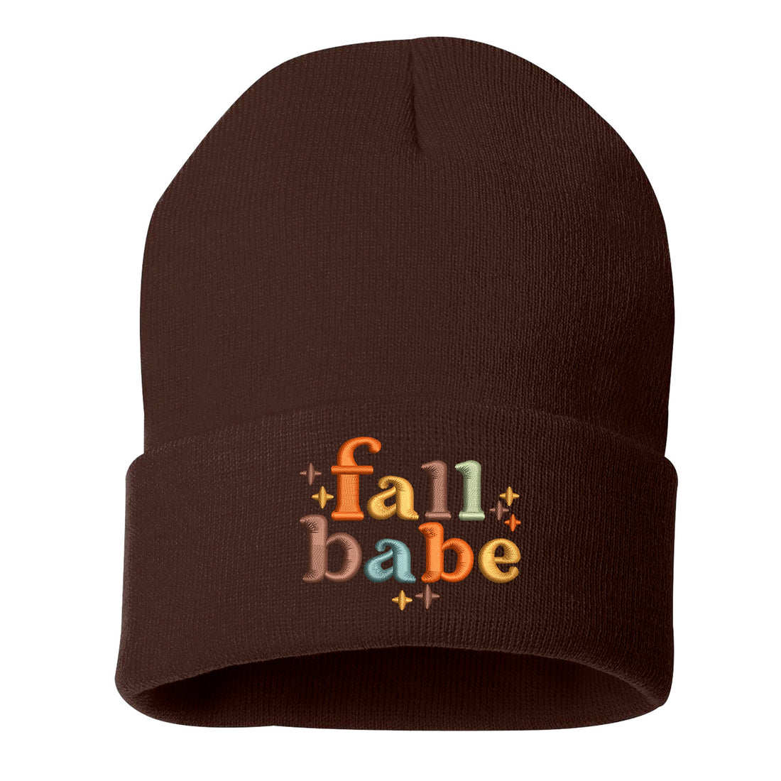 Brown Fall Babe Embroidered Beanie Cap featuring cozy knit fabric and cute “Fall Babe” embroidery for stylish fall fashion – DSY Lifestyle