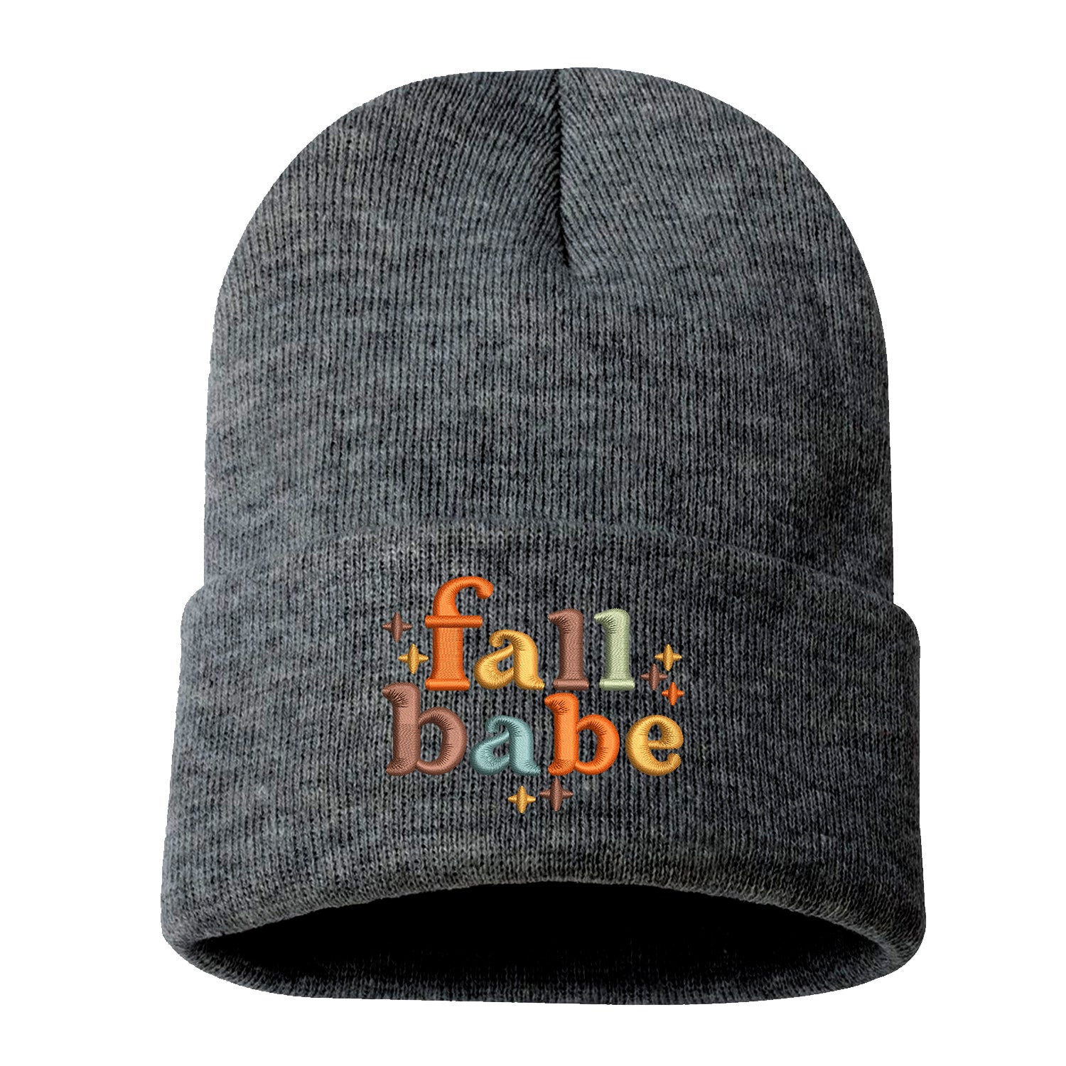 Charcoal Gray Fall Babe Embroidered Beanie Cap featuring cozy knit fabric and cute “Fall Babe” embroidery for stylish fall fashion – DSY Lifestyle