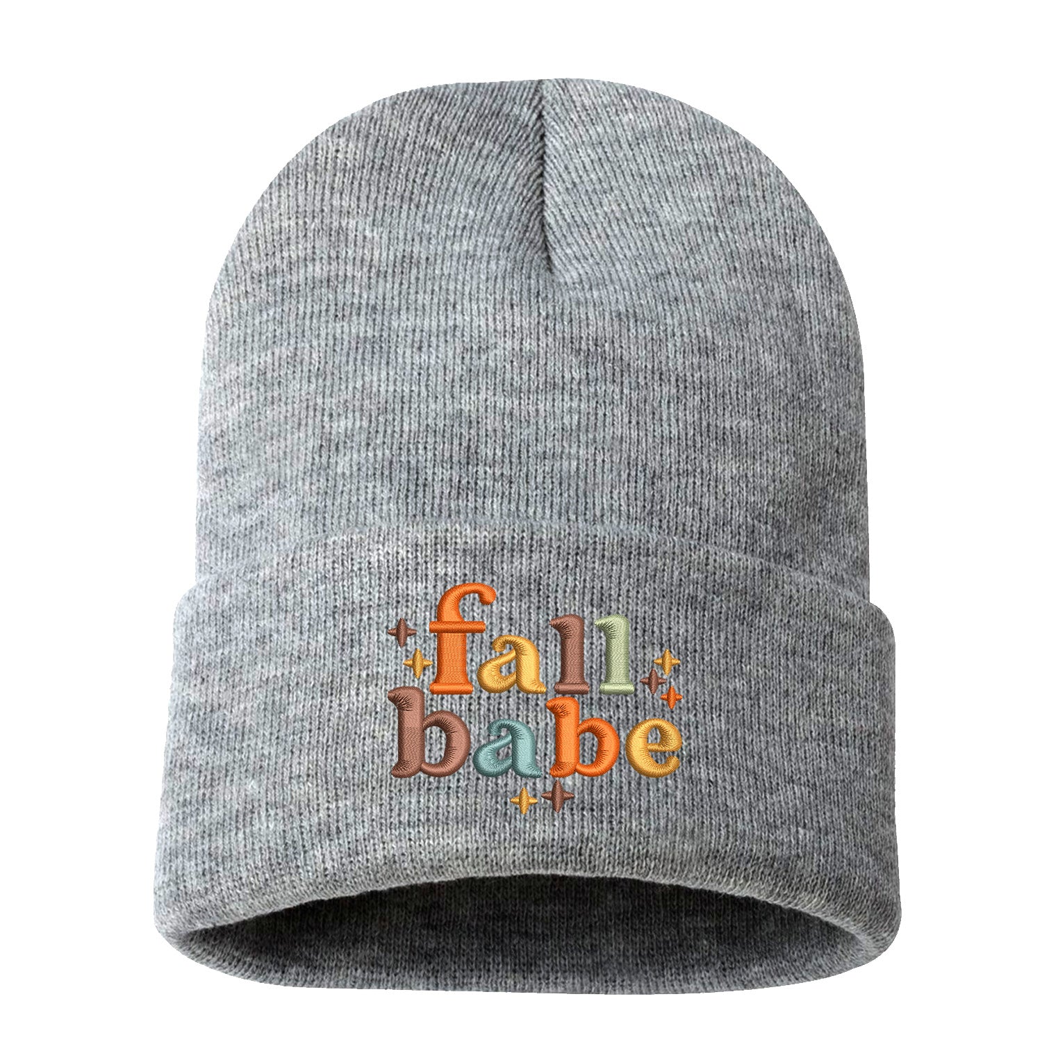 Heather Gray Fall Babe Embroidered Beanie Cap featuring cozy knit fabric and cute “Fall Babe” embroidery for stylish fall fashion – DSY Lifestyle