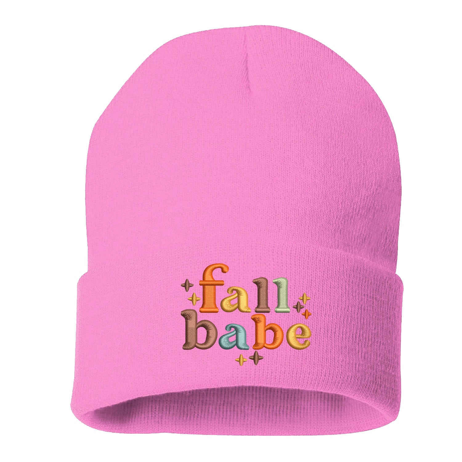Light Pink Fall Babe Embroidered Beanie Cap featuring cozy knit fabric and cute “Fall Babe” embroidery for stylish fall fashion – DSY Lifestyle