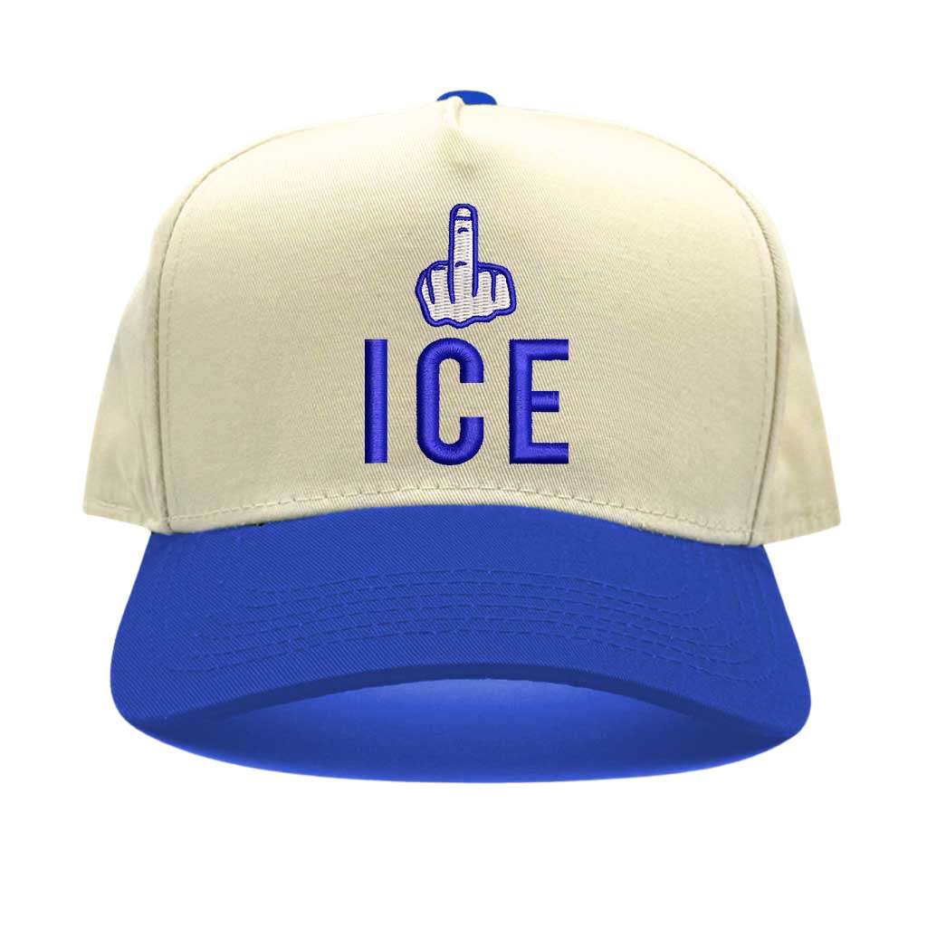 Natural Royal Blue embroidered "Fuck ICE" protest hat with powerful human rights message and adjustable snapback closure – DSY Lifestyle