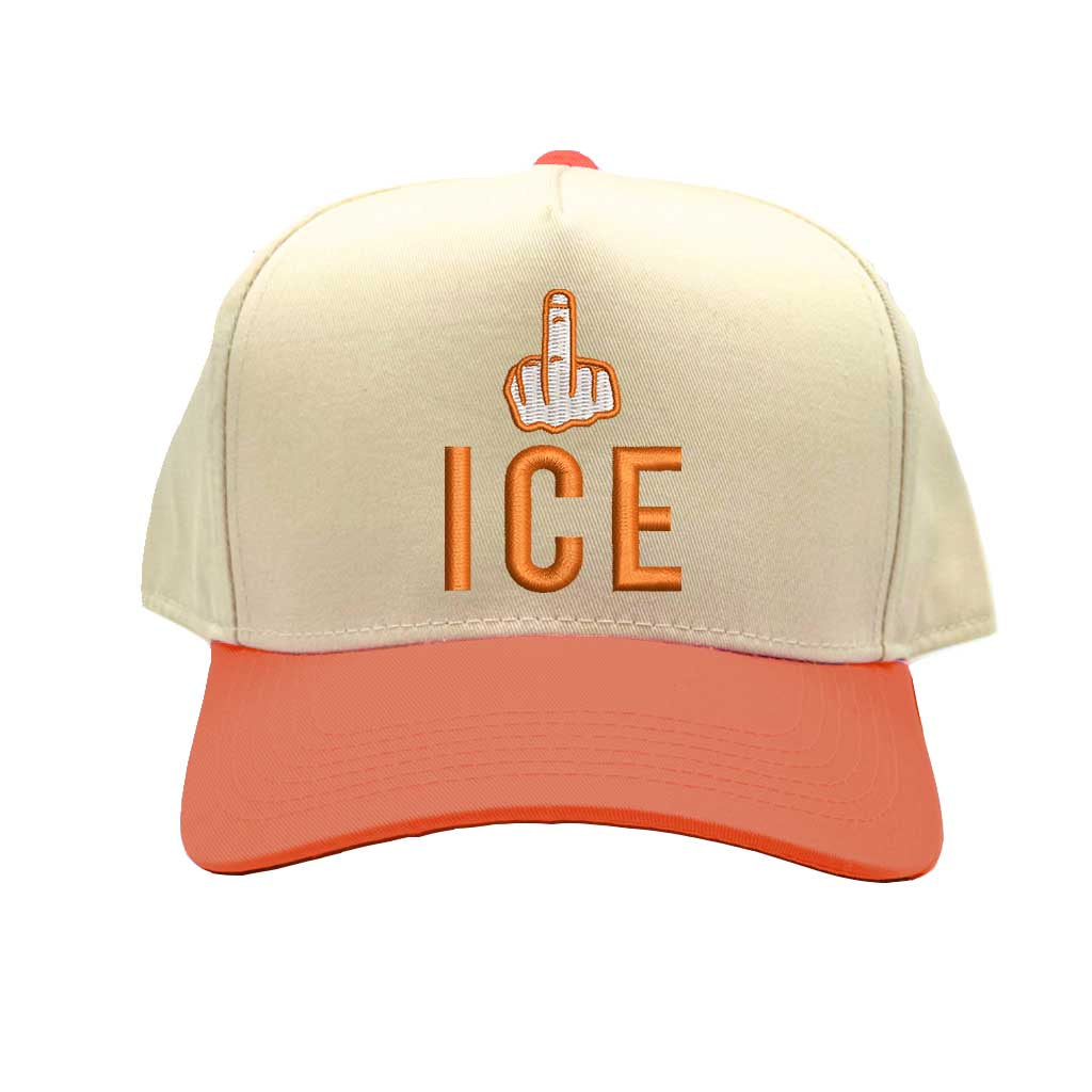 Natural Orange embroidered "Fuck ICE" protest hat with powerful human rights message and adjustable snapback closure – DSY Lifestyle