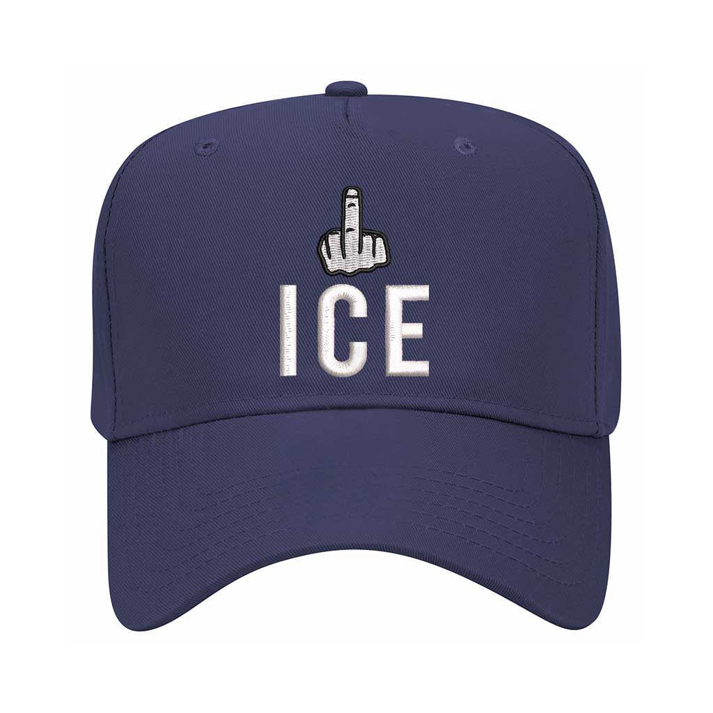 Navy Blue embroidered "Fuck ICE" protest hat with powerful human rights message and adjustable snapback closure – DSY Lifestyle