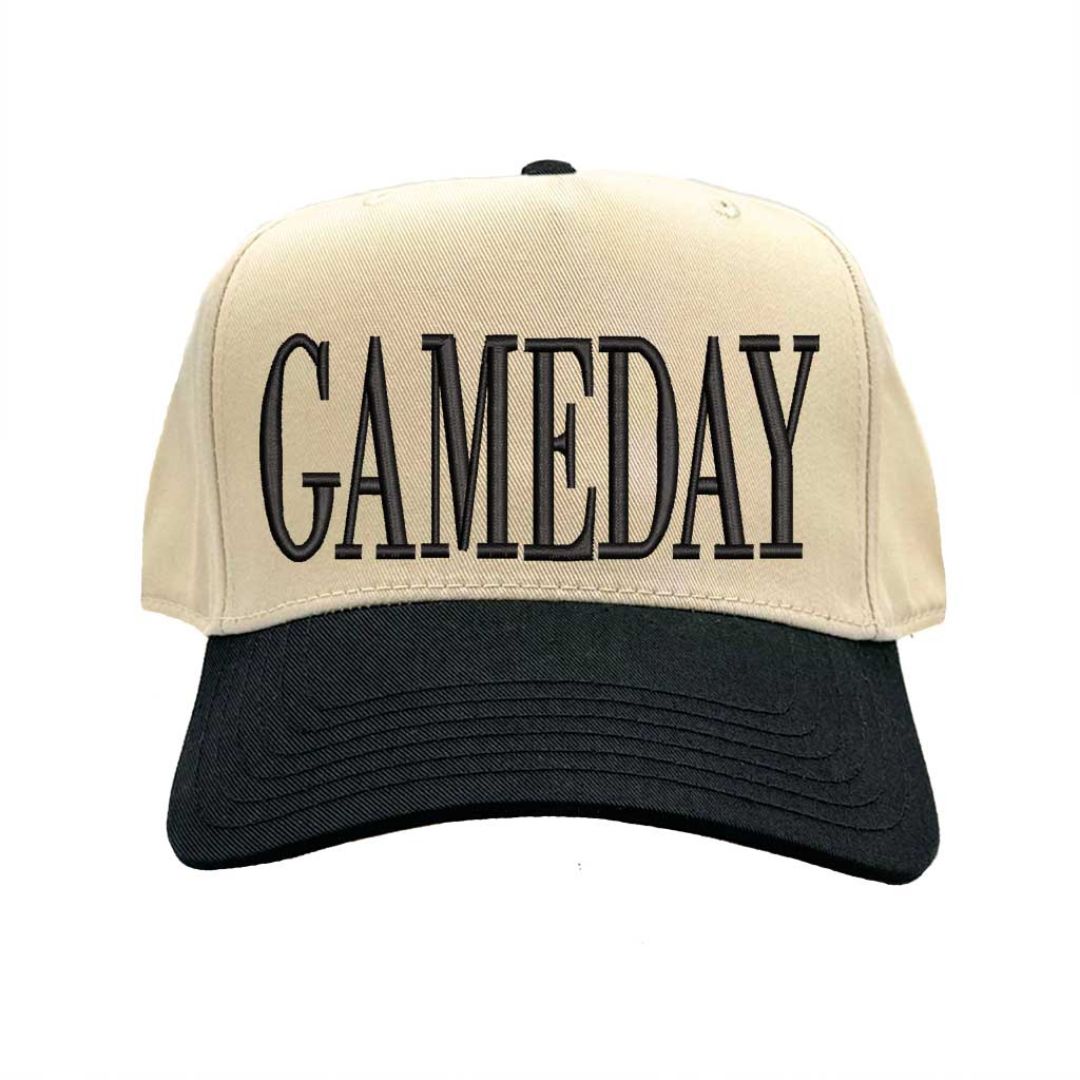 Natural Black Gameday embroidered baseball hat with adjustable strap and curved brim - DSY Lifestyle
