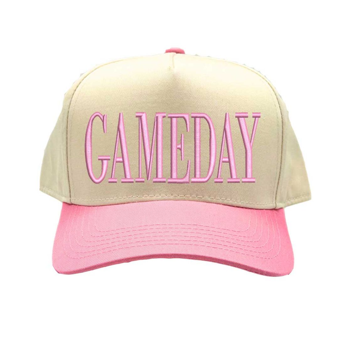 Natural Light Pink Gameday embroidered baseball hat with adjustable strap and curved brim - DSY Lifestyle