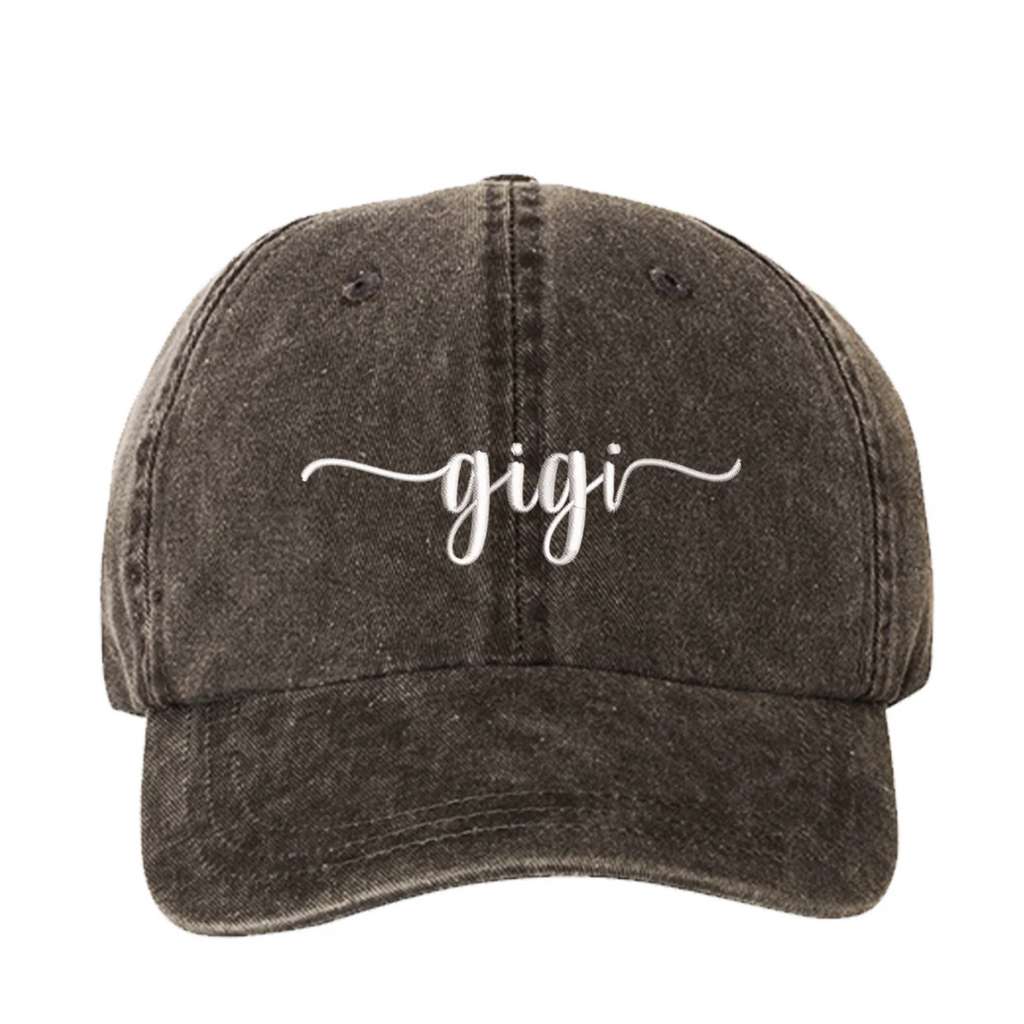 Black washed baseball hat embroidered with GIgi in the front - DSY Lifestyle