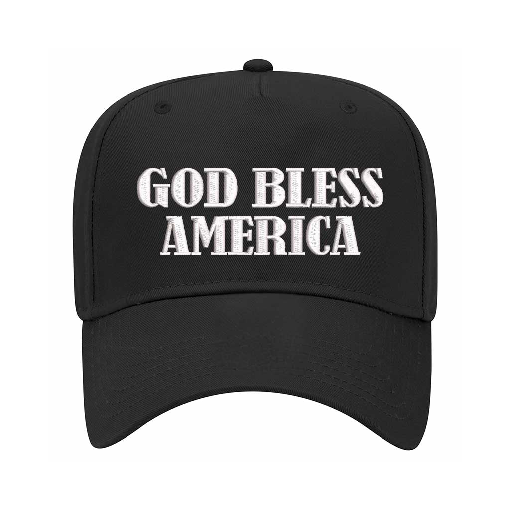 Black God Bless America 5-panel embroidered baseball hat with patriotic message on a structured cap – DSY Lifestyle