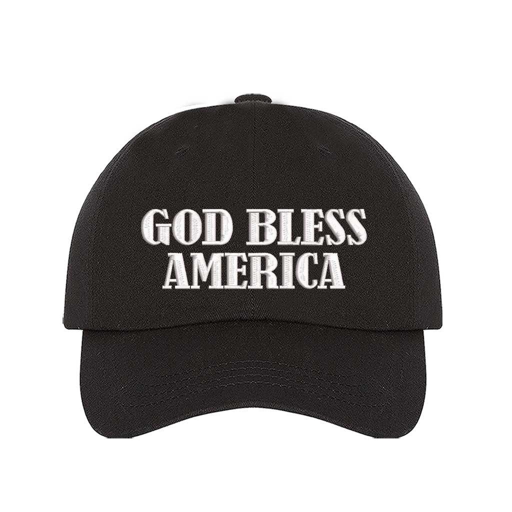 Black God Bless America embroidered baseball hat featuring bold patriotic stitching and classic style – DSY Lifestyle