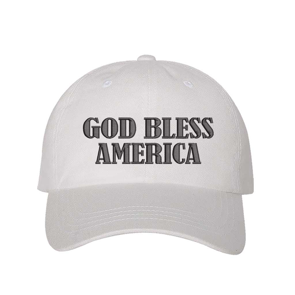 White God Bless America embroidered baseball hat featuring bold patriotic stitching and classic style – DSY Lifestyle