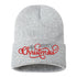 Heather Gray Merry Christmas Snowflakes Embroidered Beanie Cap featuring festive embroidered snowflakes and warm winter knit design – DSY Lifestyle