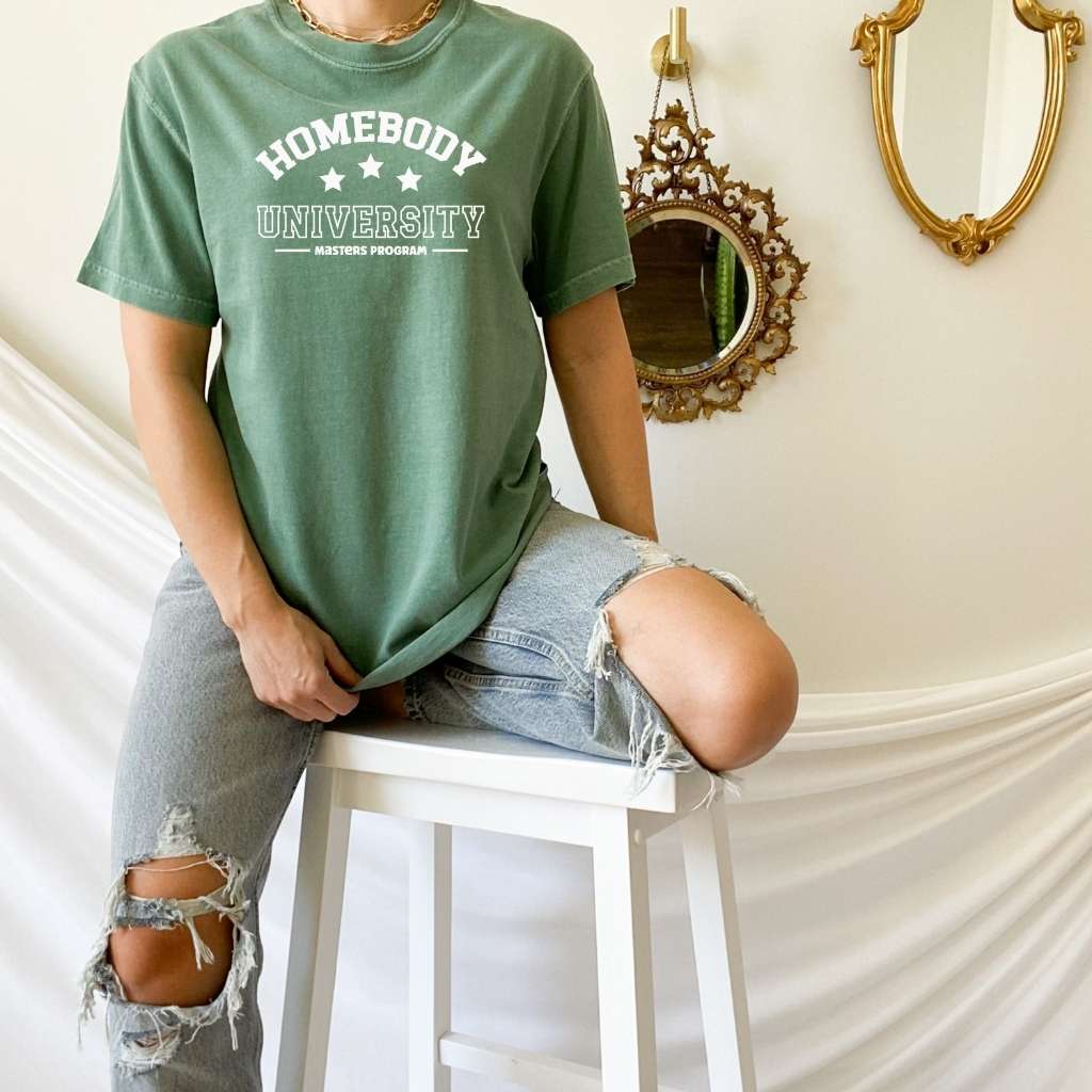 Green Washed Unisex Tee with Homebody University - DSY Lifestyle