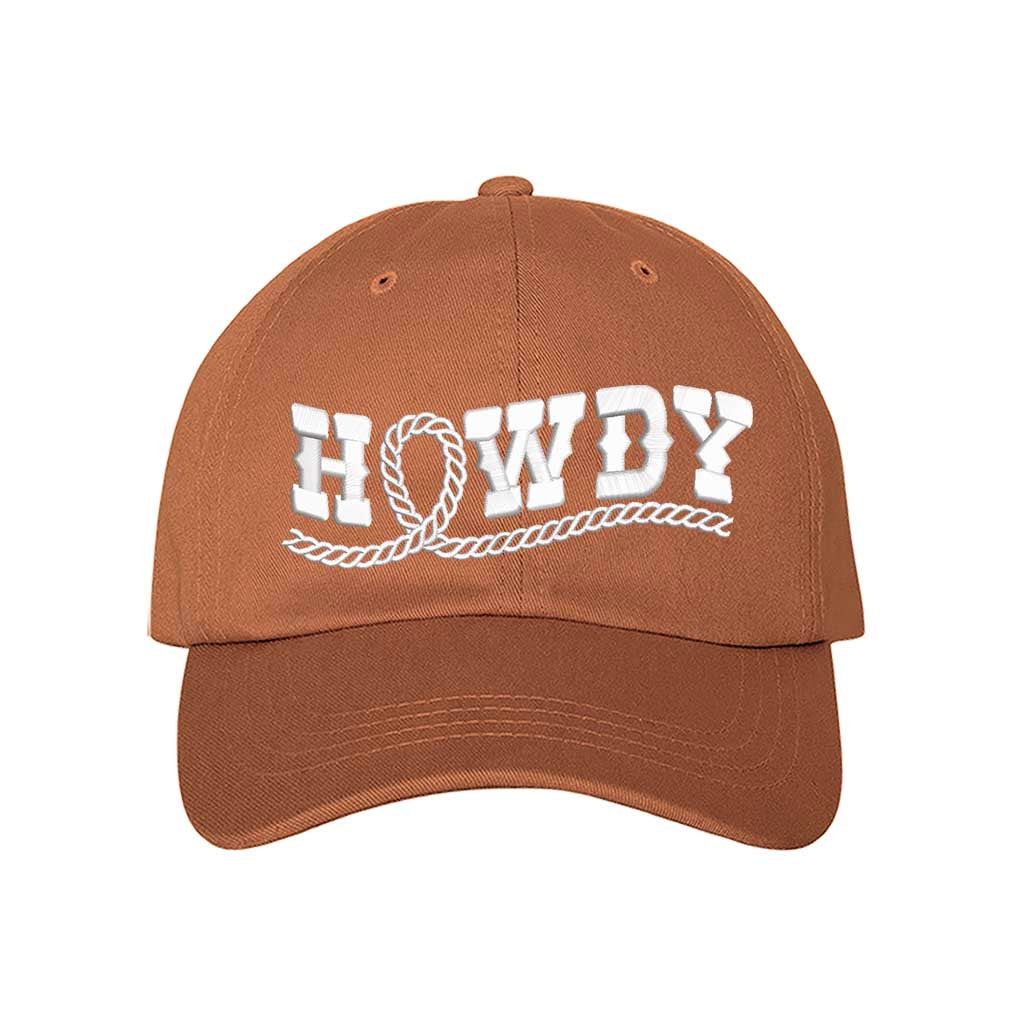 Texas Orange Western-style "Howdy With Rope" Embroidered Baseball Hat with detailed stitching, curved brim, and adjustable hook and loop closure for a perfect fit – DSY Lifestyle