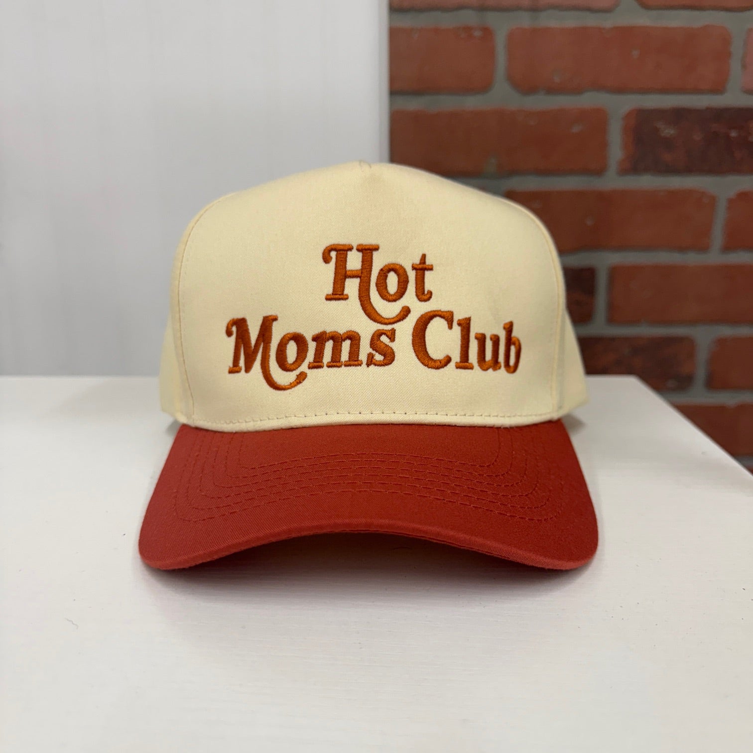 Natural Orange Hot Moms Club two tone embroidered 5-panel spring baseball hat for bold, confident mamas – DSY Lifestyle