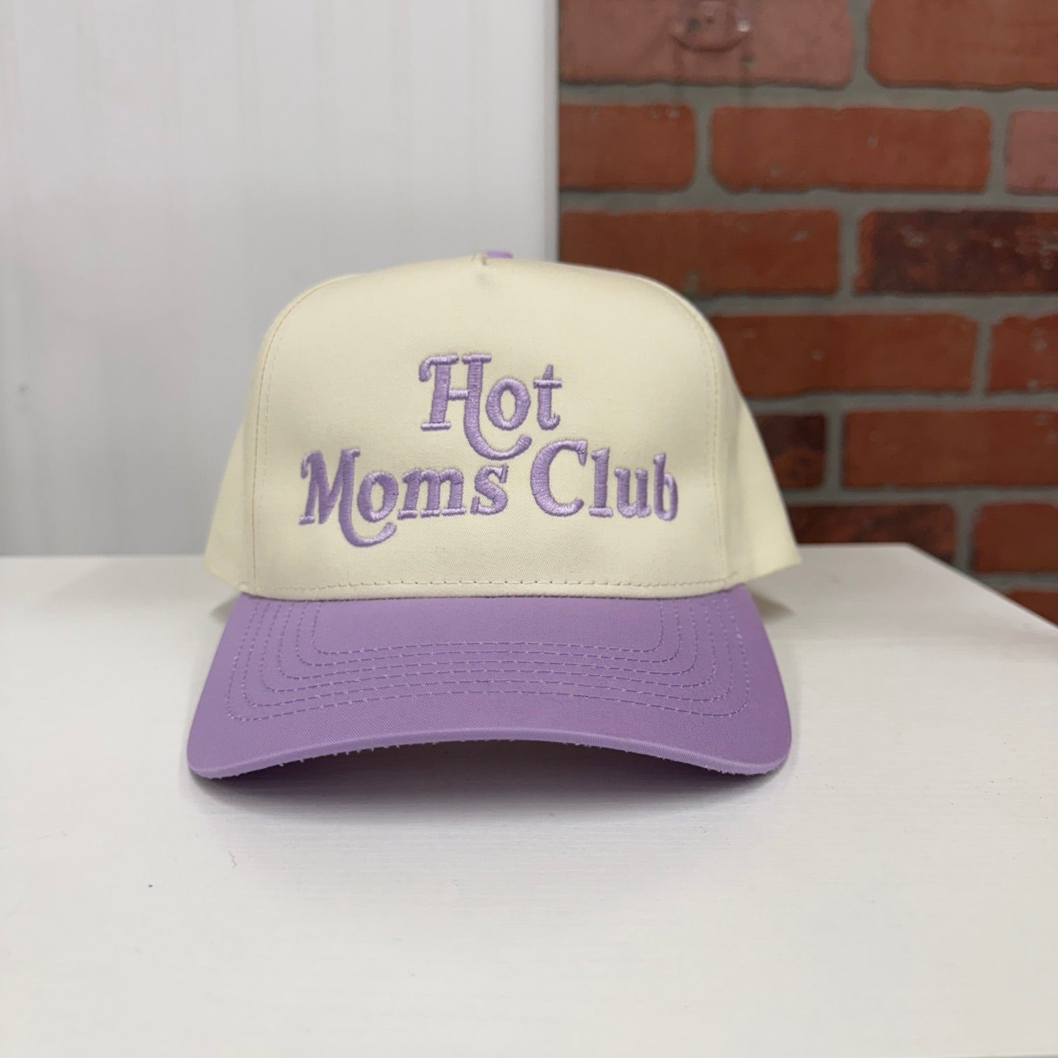 Natural Lavender Hot Moms Club two tone embroidered 5-panel spring baseball hat for bold, confident mamas – DSY Lifestyle