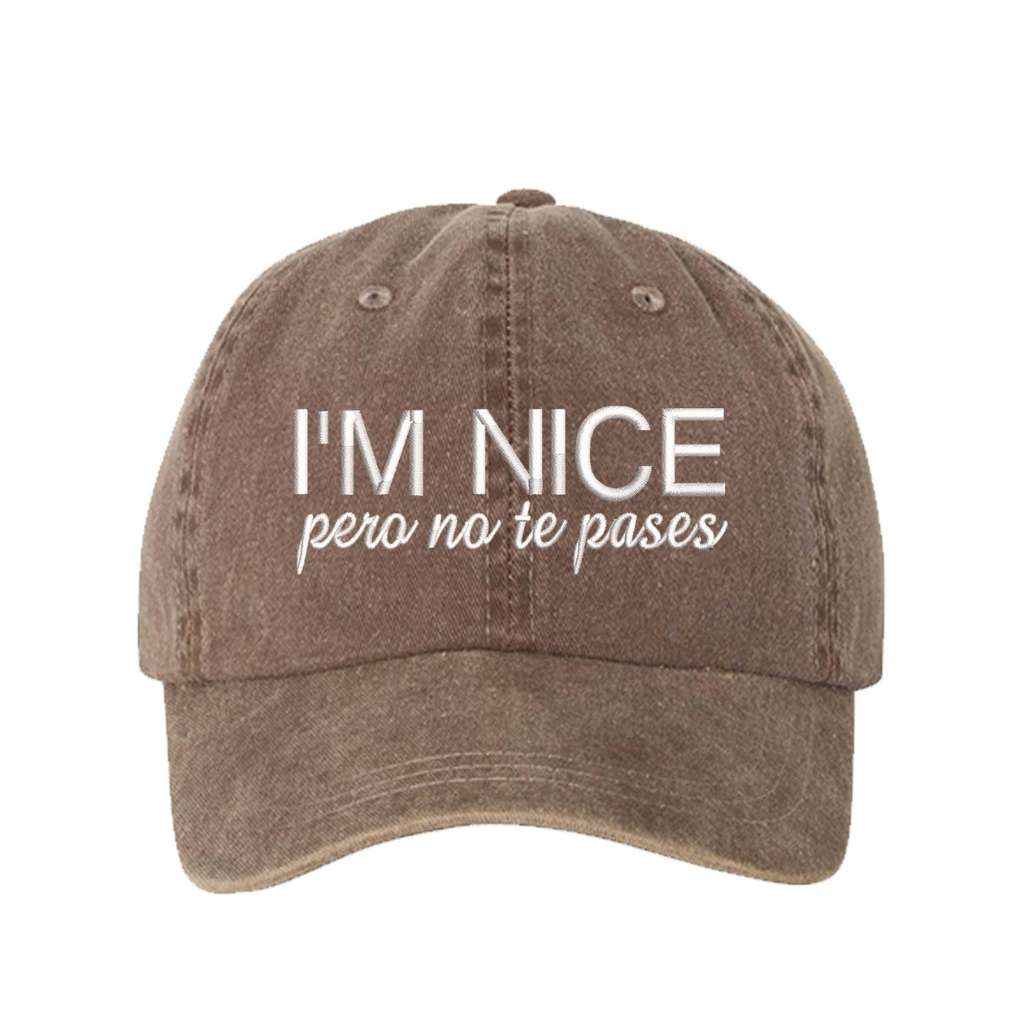 Washed Brown baseball hat embroidered with the phrase I&