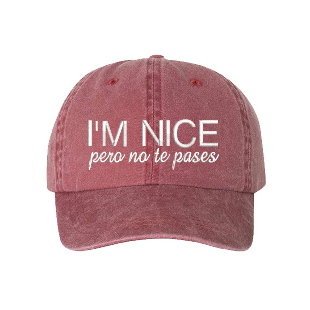 Washed Wine baseball hat embroidered with the phrase I&