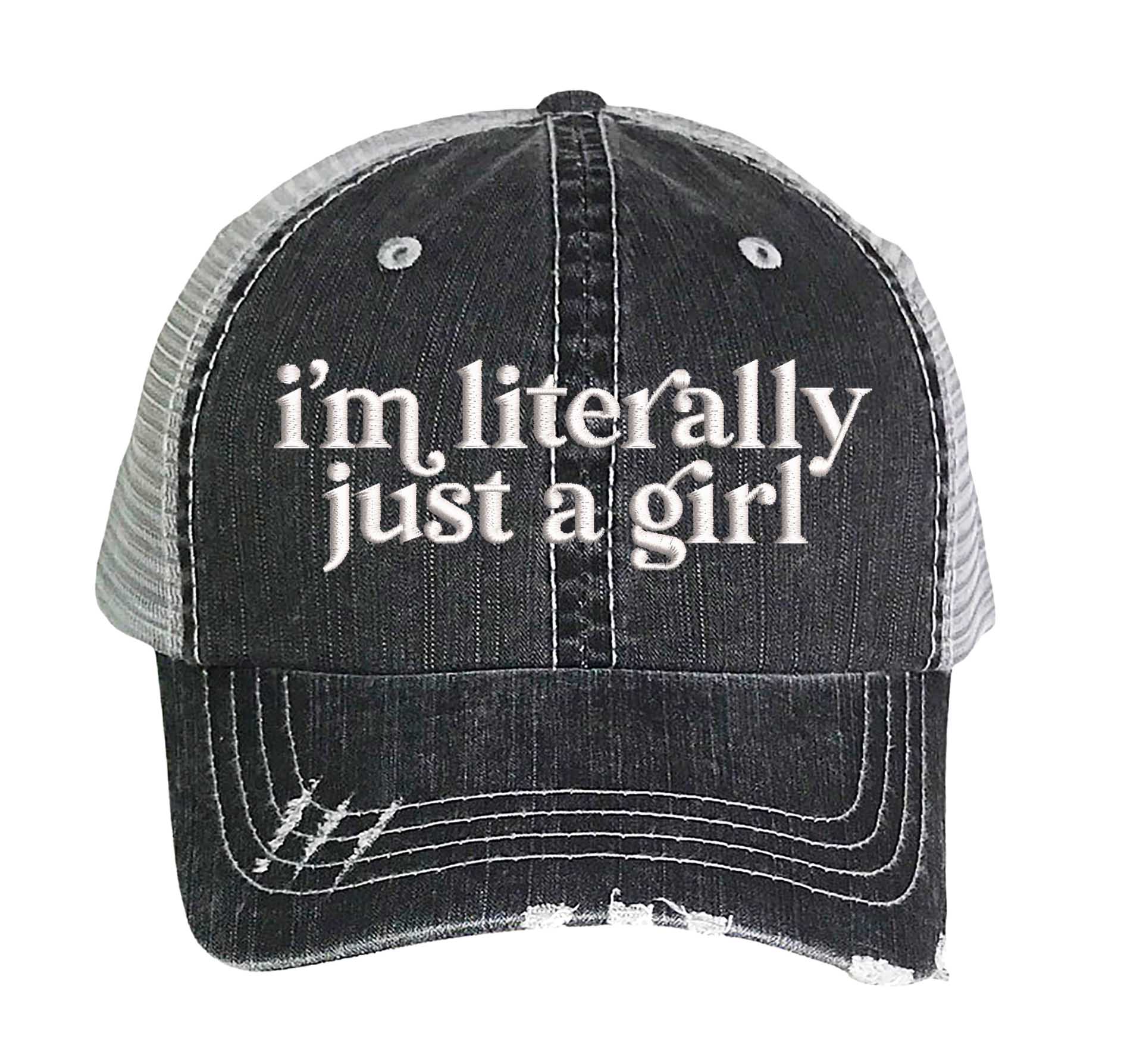 I’m Literally Just A Girl Distressed Trucker Hat - Premium Vintage Sarcastic Gift Cap