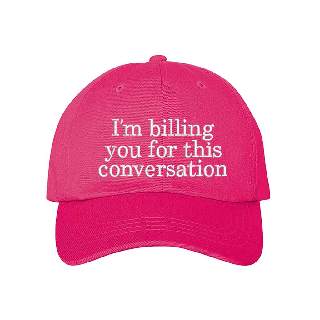 Pink cap with white text &