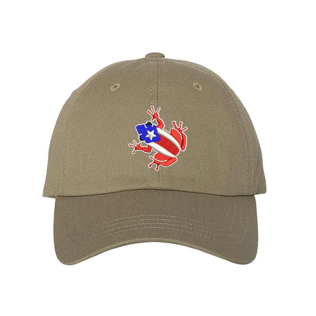 Khaki baseball hat embroidered with a coqui - DSY Lifestsyle