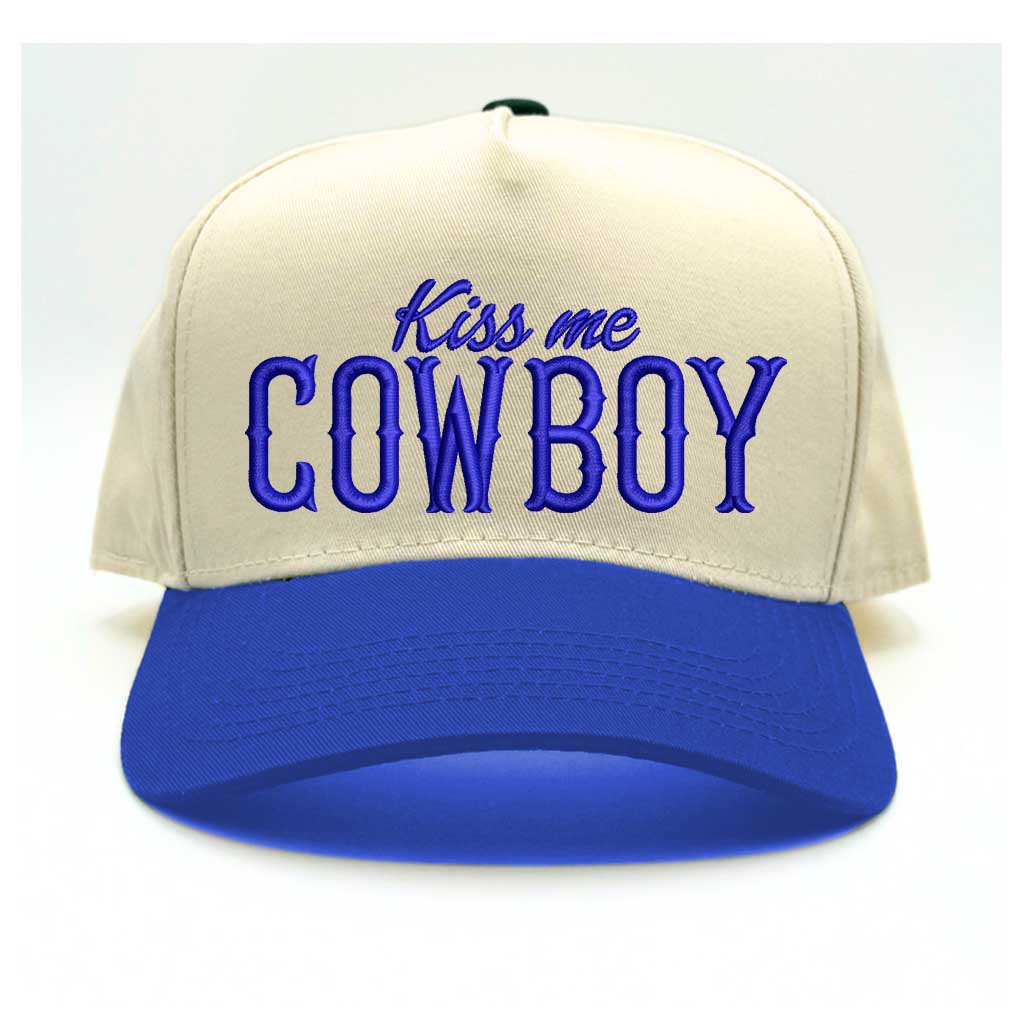 Kiss Me Cowboy 5 Panel Two Tone Embroidered Baseball Hat