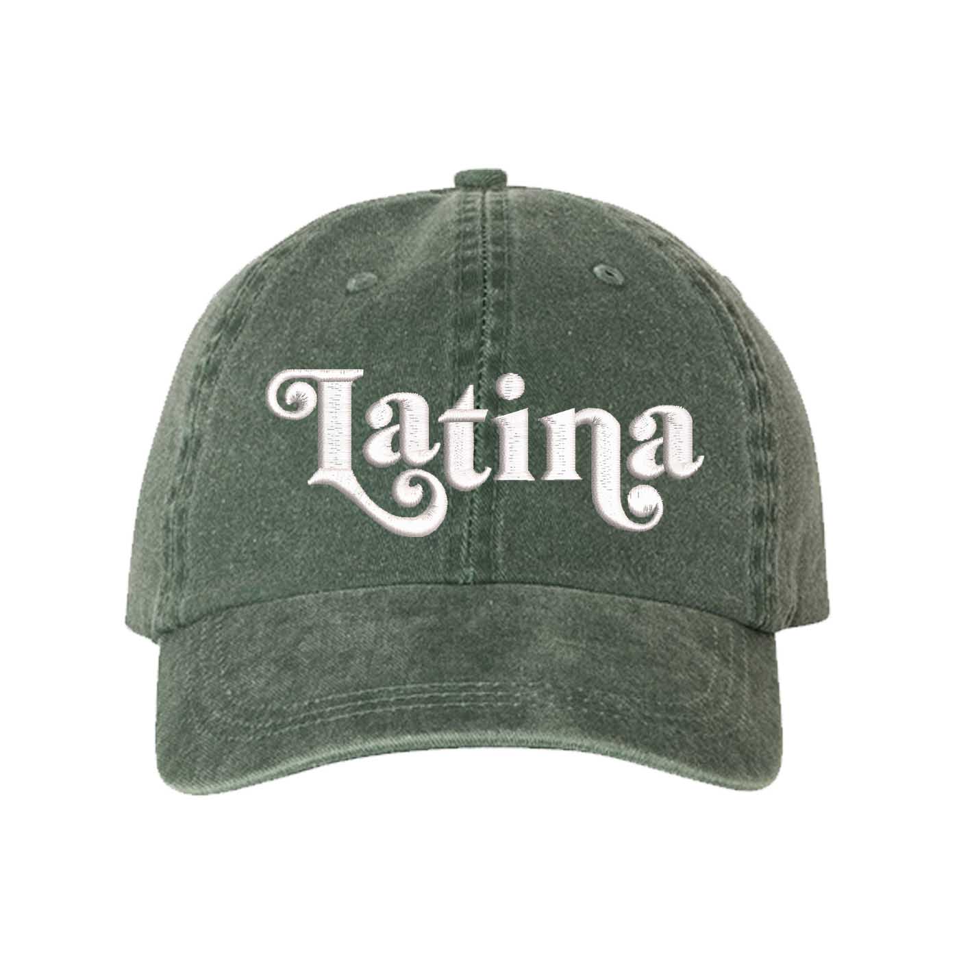 Dark Green Latina Retro Washed Statement Baseball Hat – a washed, relaxed-fit statement cap designed for everyday comfort and real-life moods. Trendy, adjustable, and effortlessly stylish. - DSY Lifestyle