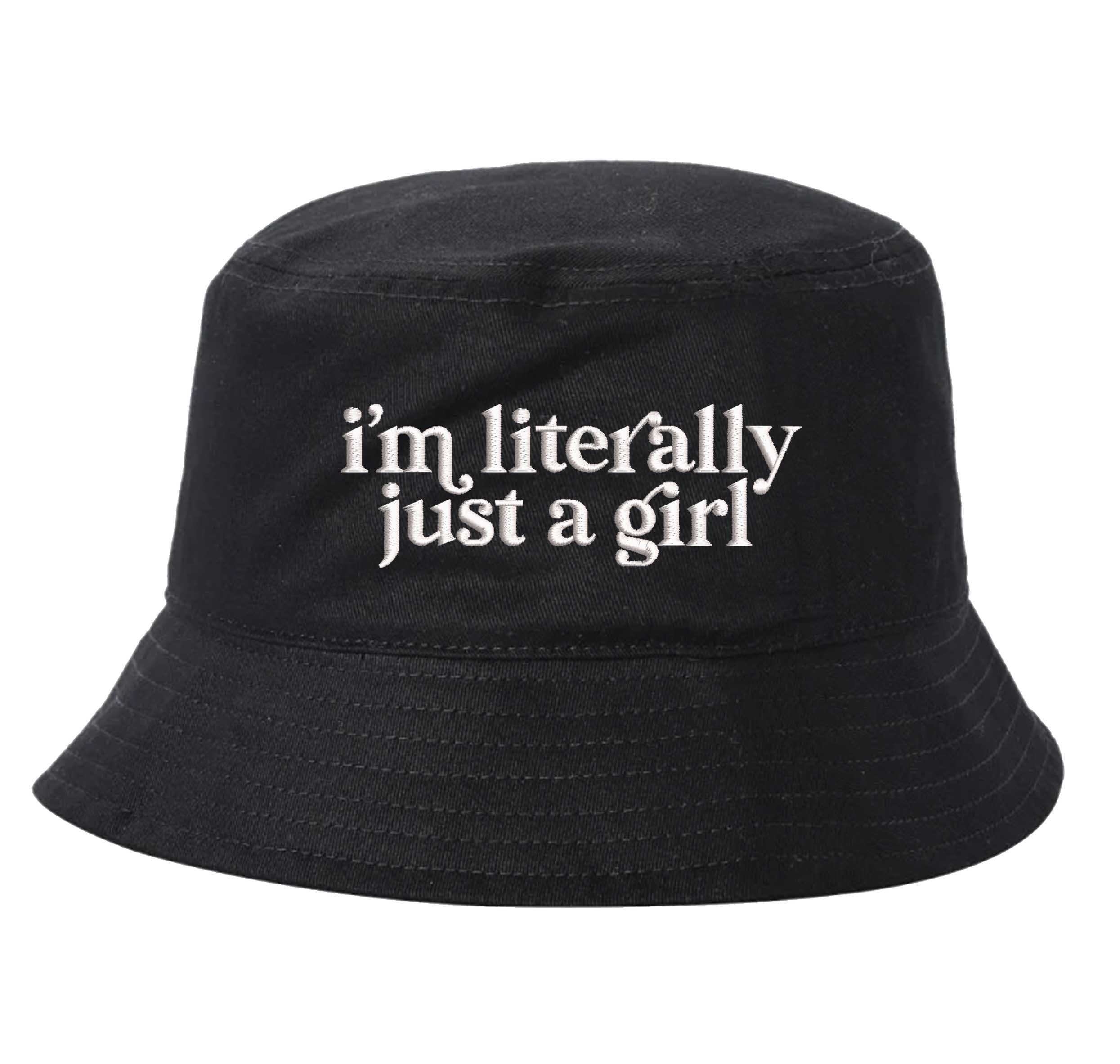 Black DSY Lifestyle white cotton bucket hat with the phrase I&