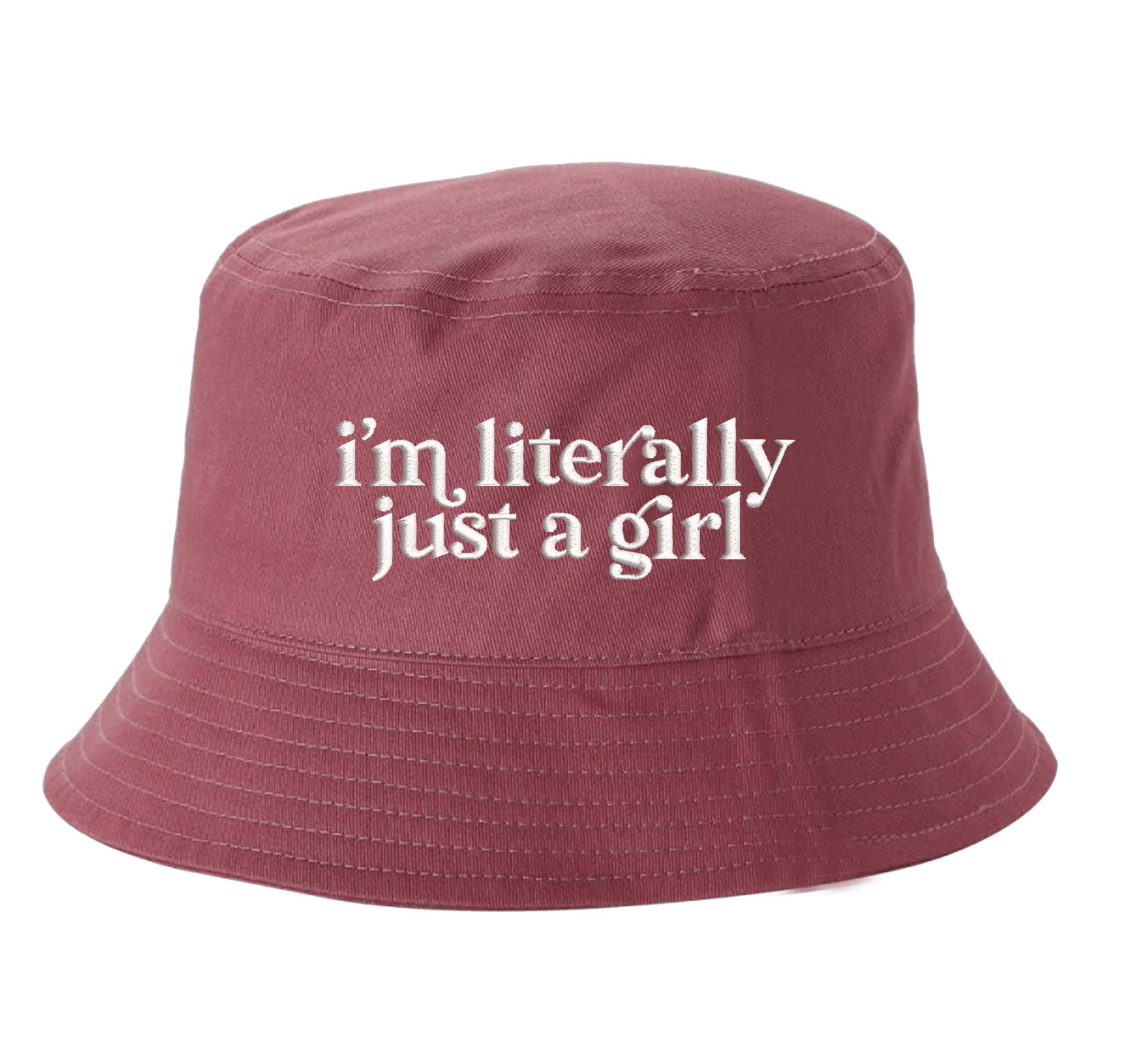 Mauve DSY Lifestyle white cotton bucket hat with the phrase I&