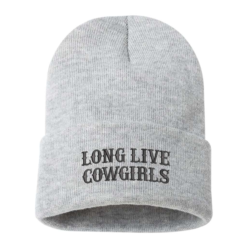 Heather Gray beanie embroidered with the phrase long live cowgirls-DSY Lifestyle