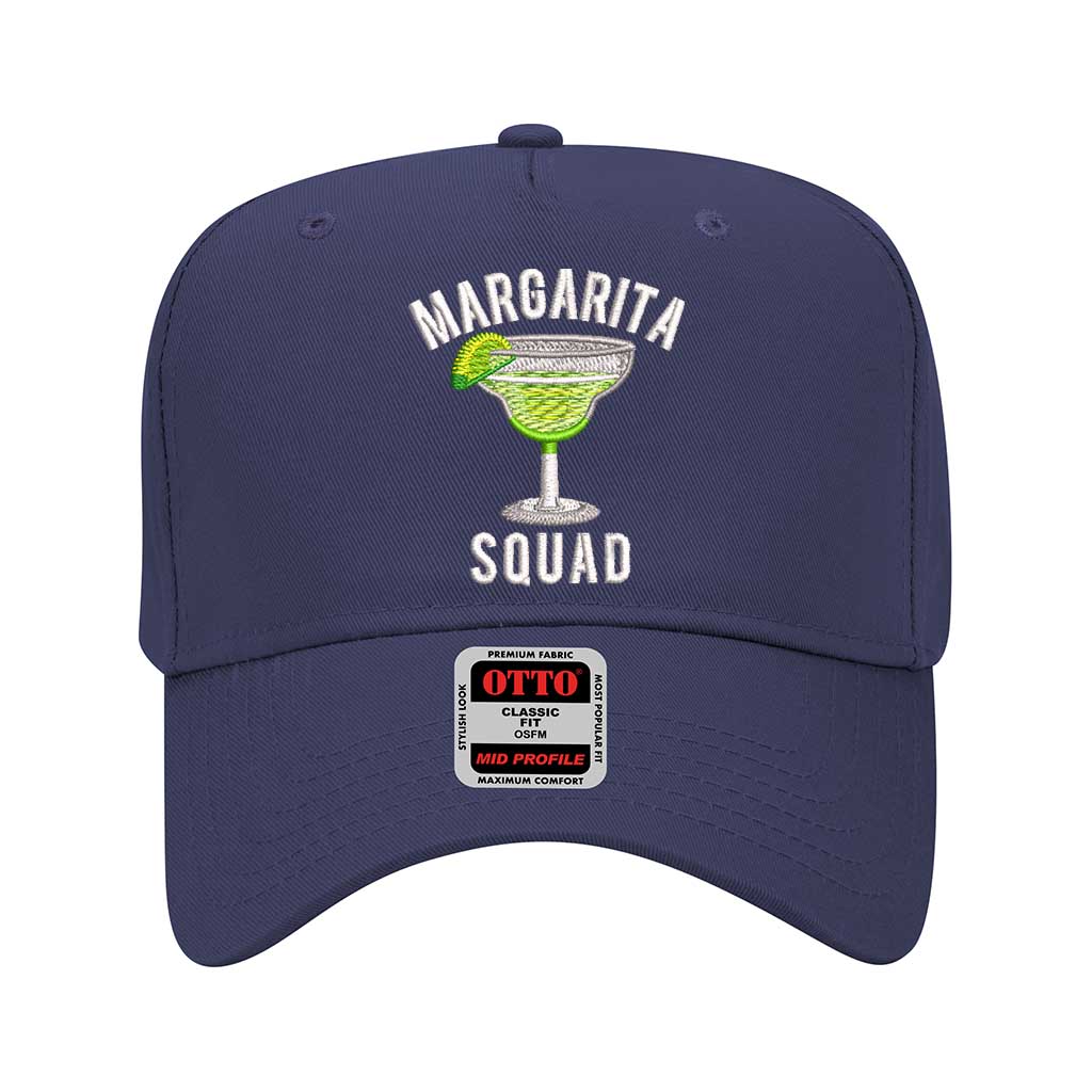 Navy solid 5 panel baseball hat embroidered with the phrase margarita squad-DSY Lifestyle