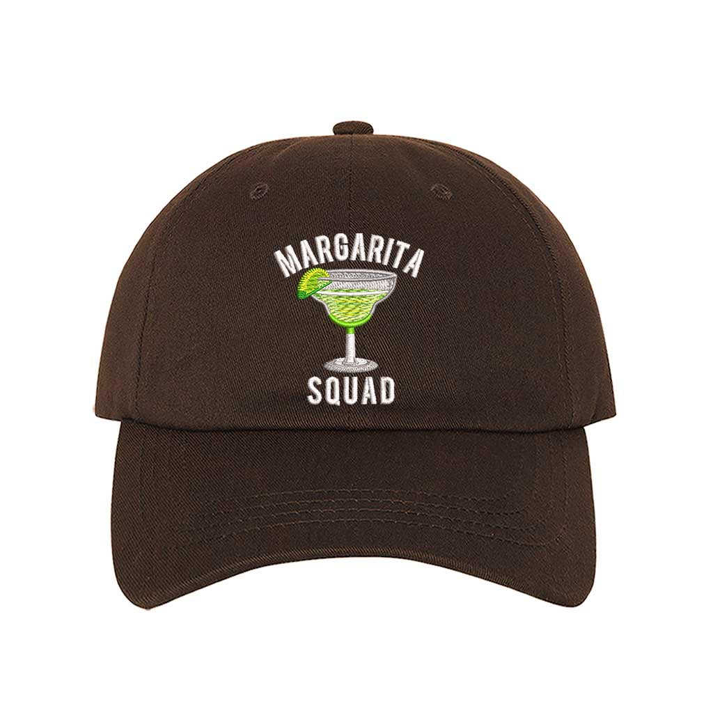 Brown baseball hat embroidered with the phrase margarita squad-DSY Lifestyle