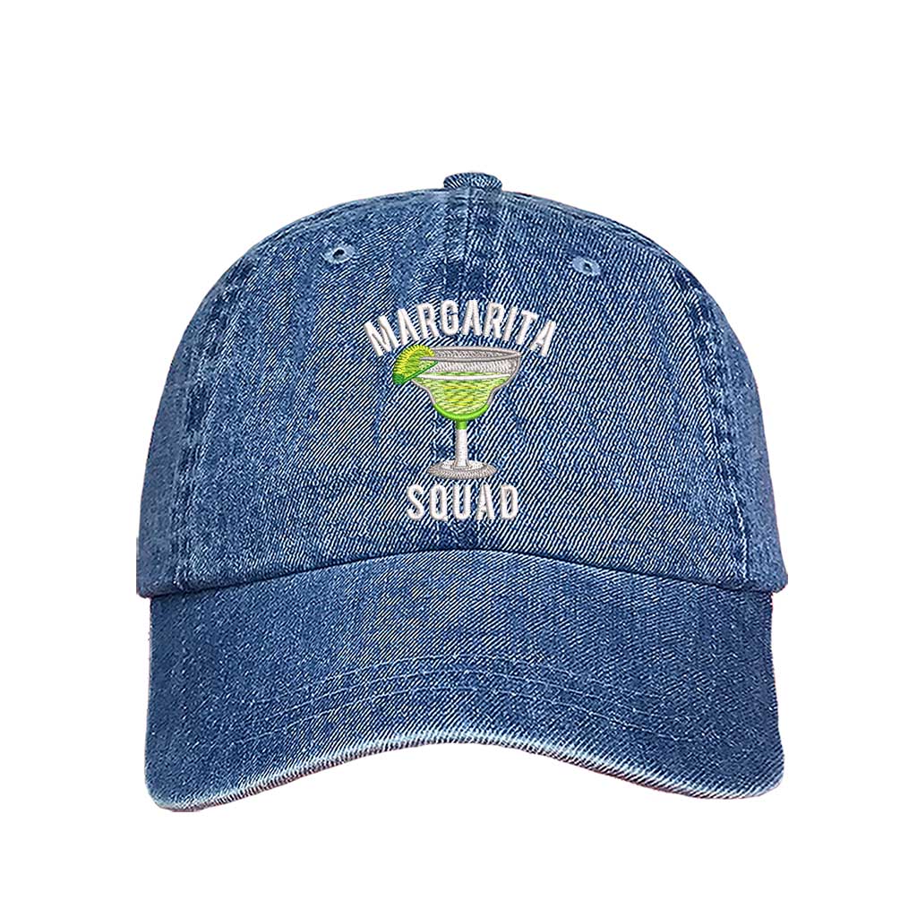 Light Denim baseball hat embroidered with the phrase margarita squad-DSY Lifestyle