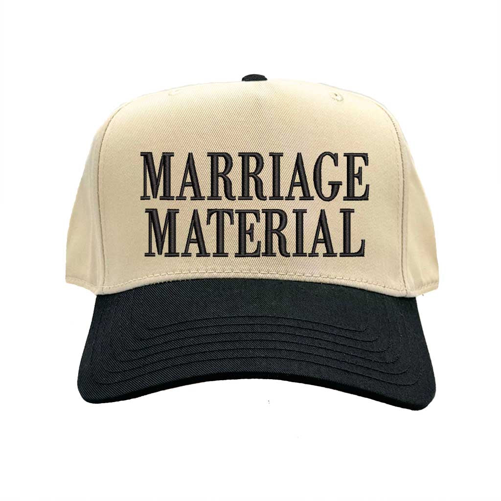 Natural Black Marriage Material Embroidered Baseball Hat – 5-Panel Two-Tone Vintage Cap. - DSY Lifestyle