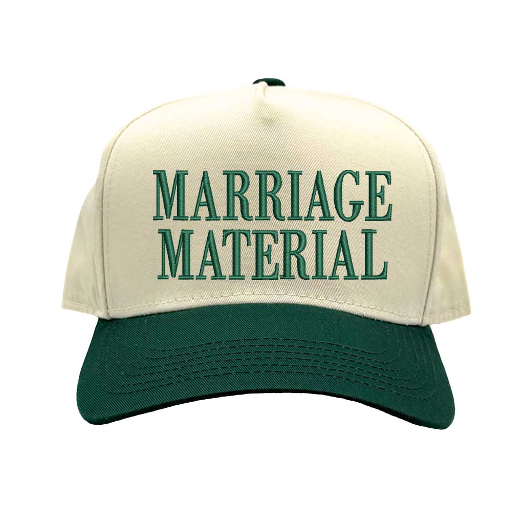 Natural Forest Green Marriage Material Embroidered Baseball Hat – 5-Panel Two-Tone Vintage Cap. - DSY Lifestyle