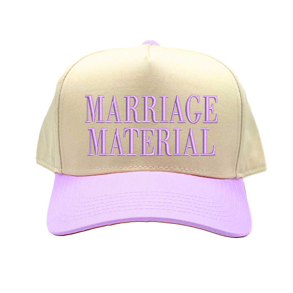 Natural Lavender Marriage Material Embroidered Baseball Hat – 5-Panel Two-Tone Vintage Cap. - DSY Lifestyle