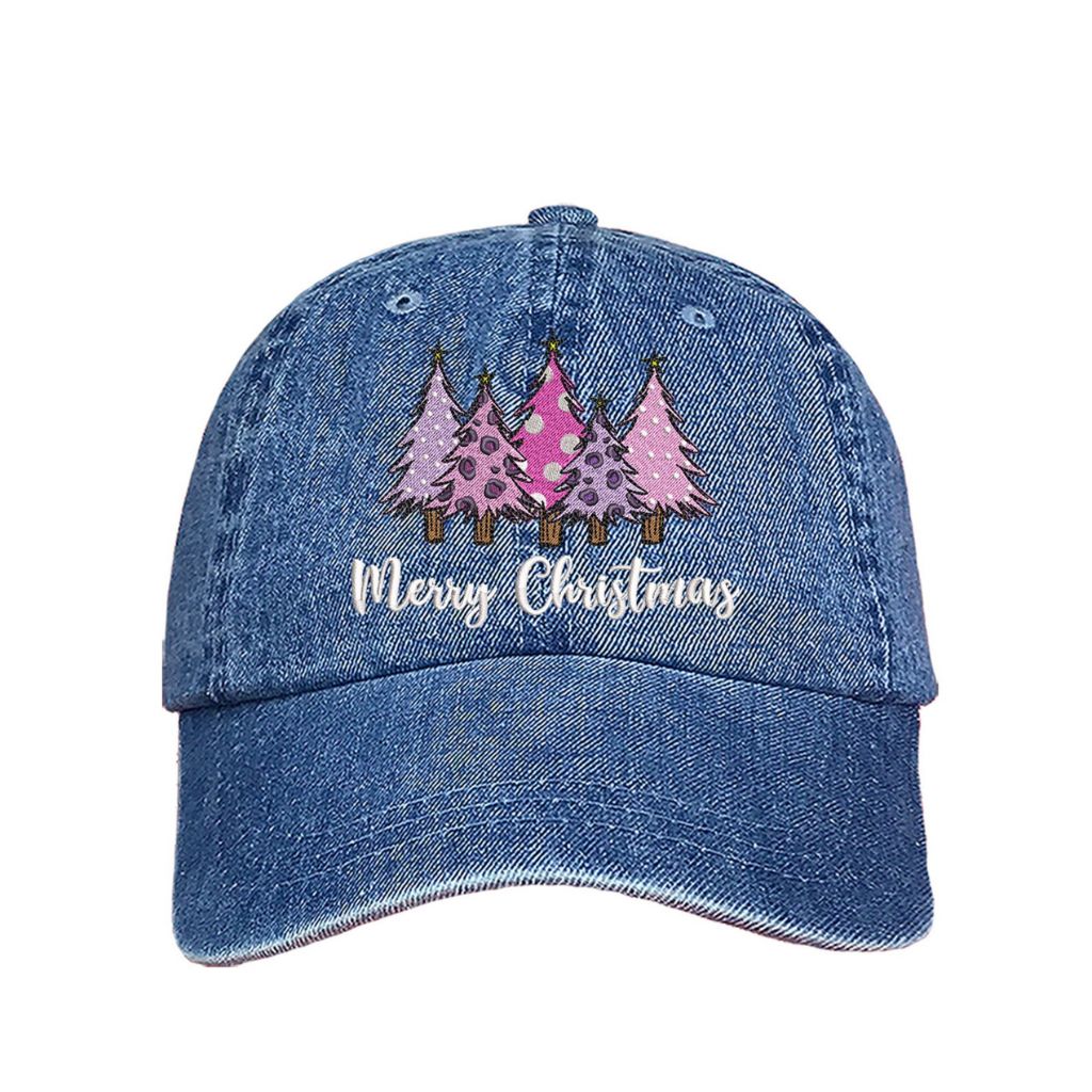 Merry Christmas Pink Trees Baseball Cap