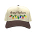 Natural Brown Merry Christmas Lights Two Tone 5-Panel Embroidered Baseball Hat featuring colorful Christmas light embroidery and snapback closure – DSY Lifestyle