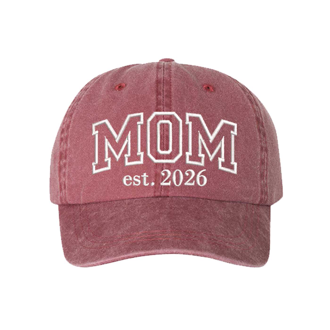 Wine MOM Est. 2026 Washed Statement Baseball Hat – a washed, relaxed-fit statement cap designed for everyday comfort and real-life moods. Trendy, adjustable, and effortlessly stylish. - DSY Lifestyle