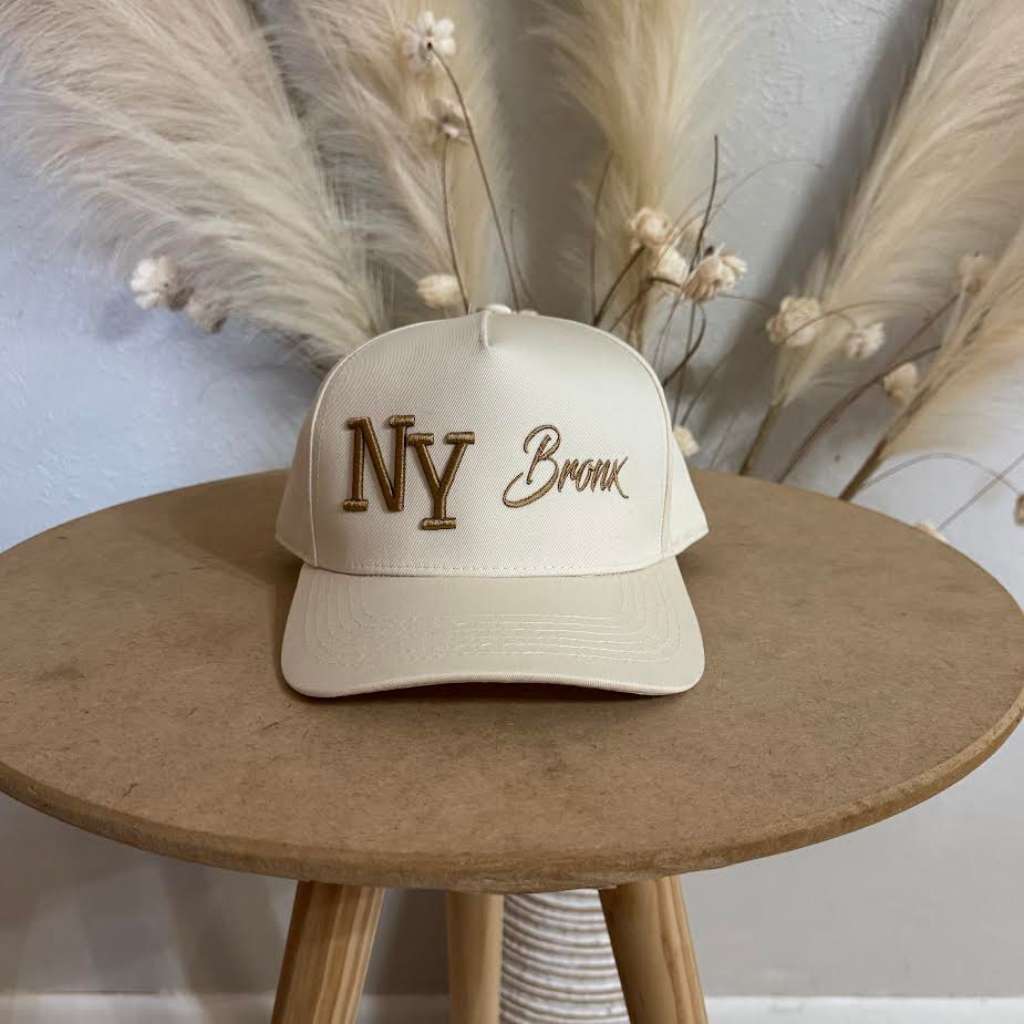 Natural NY 3D Bronx 5-Panel Two-Tone Embroidered Baseball Cap with bold streetwear design - DSY Lifestyle