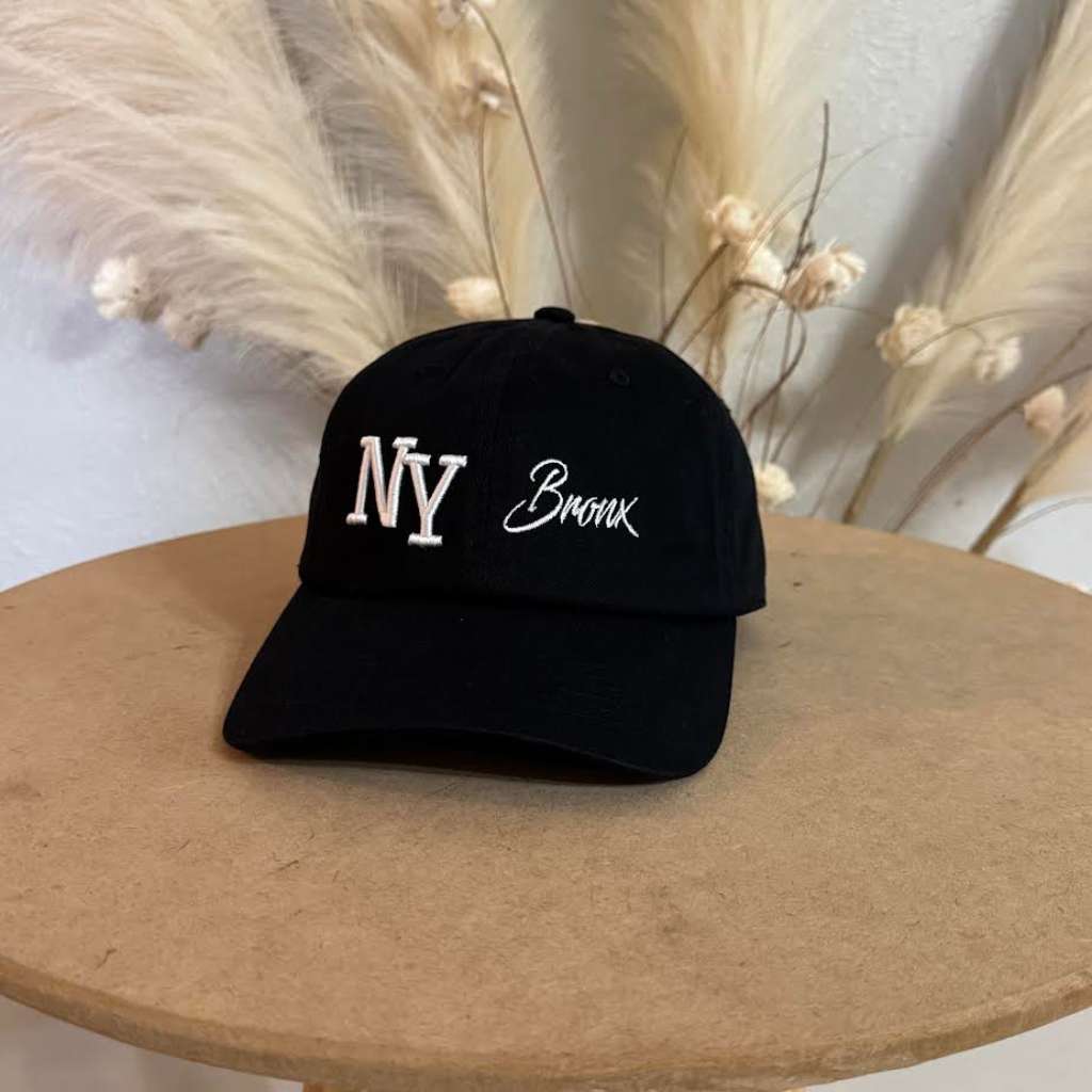Black NY 3D Bronx Embroidered Baseball Cap with raised embroidery, a curved brim, and an adjustable strap, celebrating New York’s iconic borough in style - DSY Lifestyle