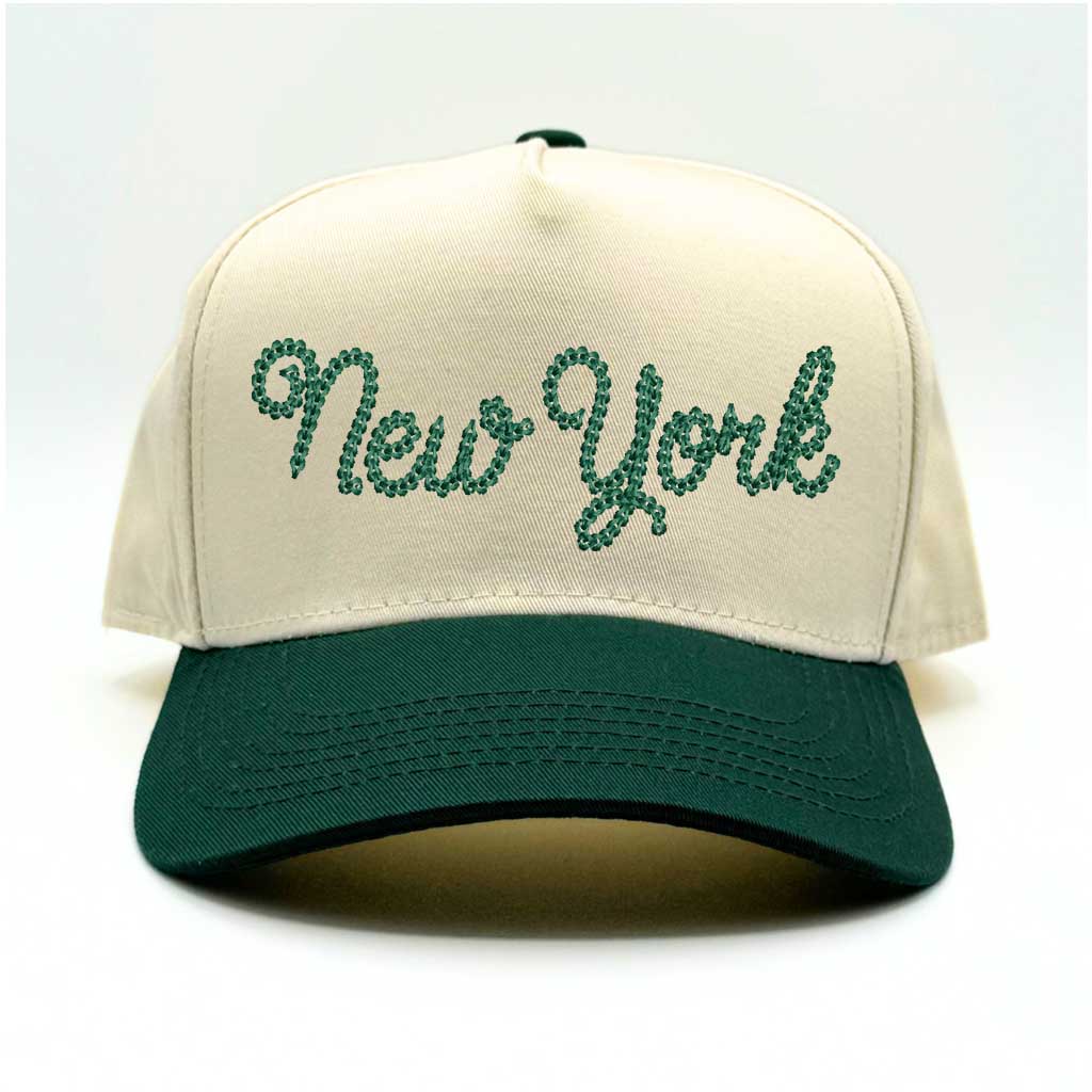 Natural Dark Green embroidered 5-panel baseball cap with a two-tone design, featuring a structured fit and adjustable strap - DSY Lifestyle