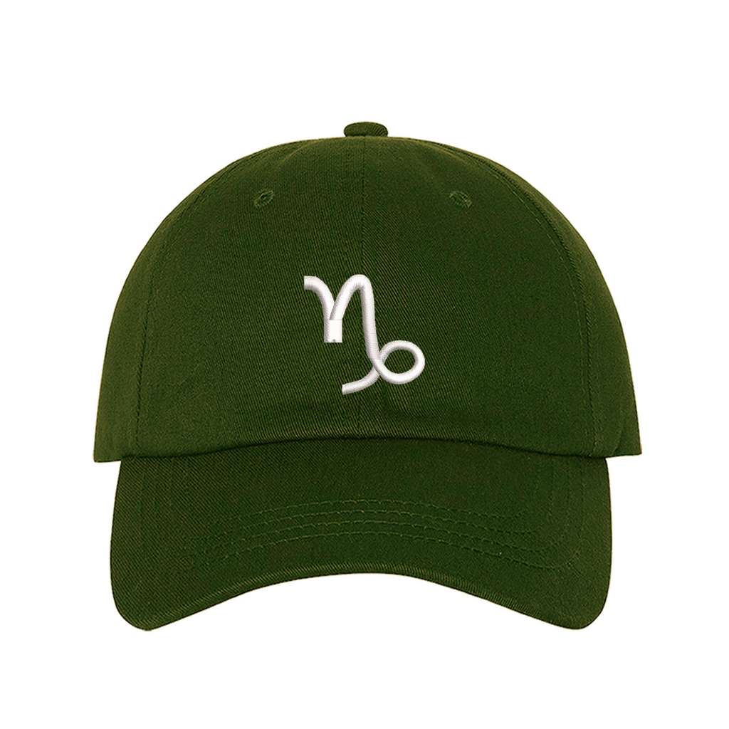 Olive Green baseball hat embroidered with the capricorn zodiac sign-DSY Lifestyle