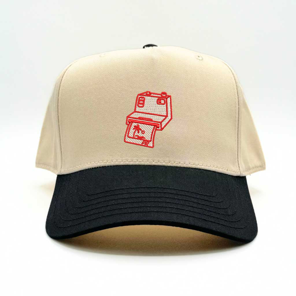 Natural/Black bill Puerto Rico Camera 5-Panel Two-Tone Embroidered Baseball Hat with island-inspired design - DSY Lifestyle