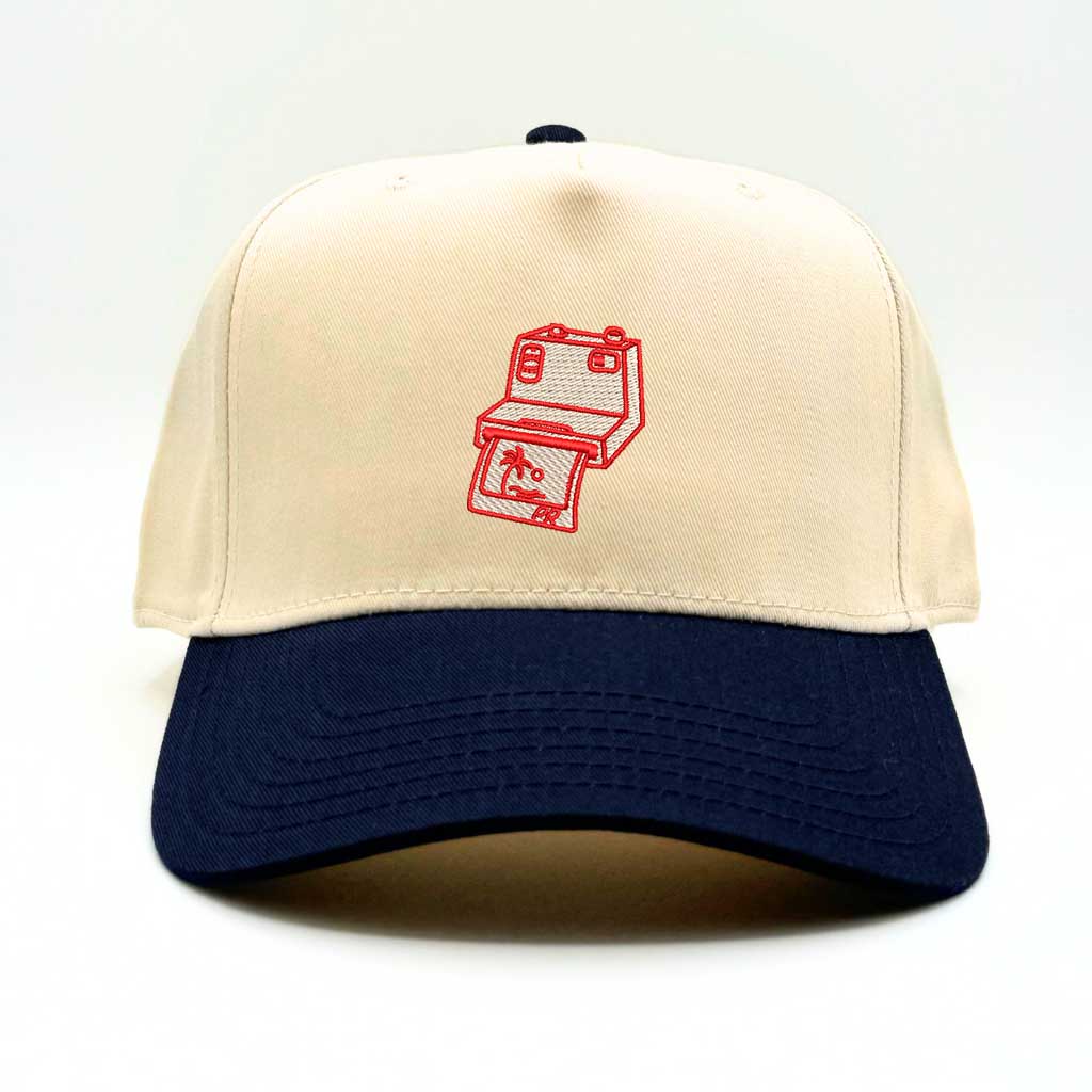 Natural/Navy bill Puerto Rico Camera 5-Panel Two-Tone Embroidered Baseball Hat with island-inspired design - DSY Lifestyle